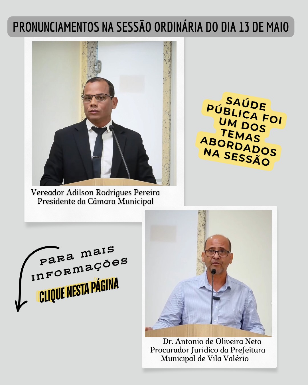 Foto da notícia: ORADORES DA SESSÃO DO DIA 13 DE MAIO