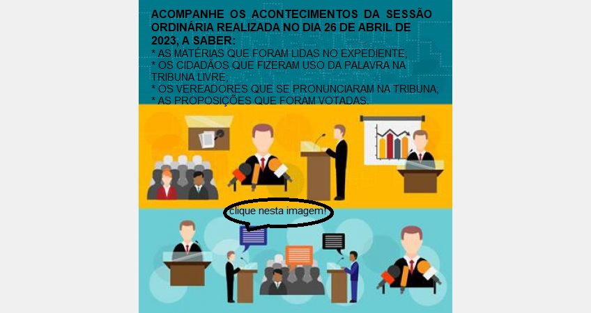 PAUTA DA SESSÃO ORDINÁRIA REALIZADA NO DIA 26 DE ABRIL